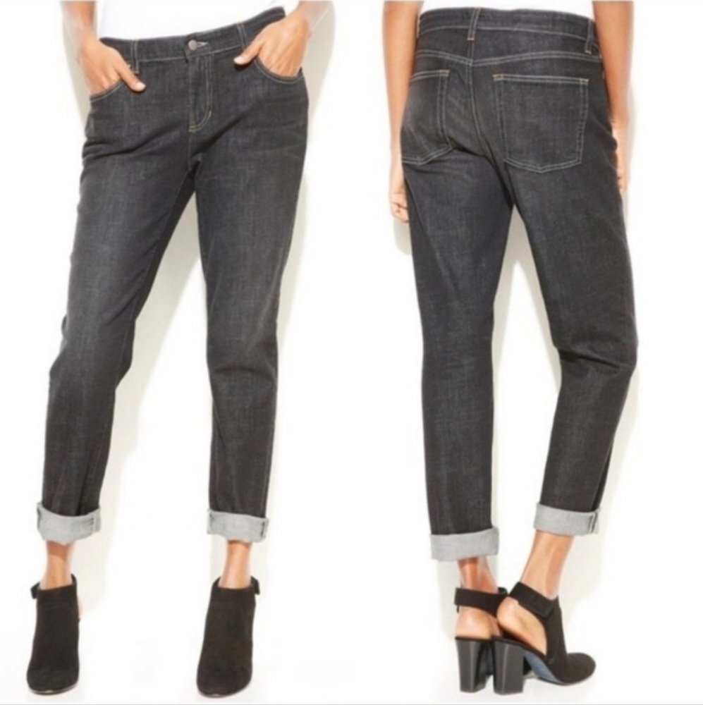 Eileen Fisher Organic Cotton Boyfriend Jeans Black Gray 14P